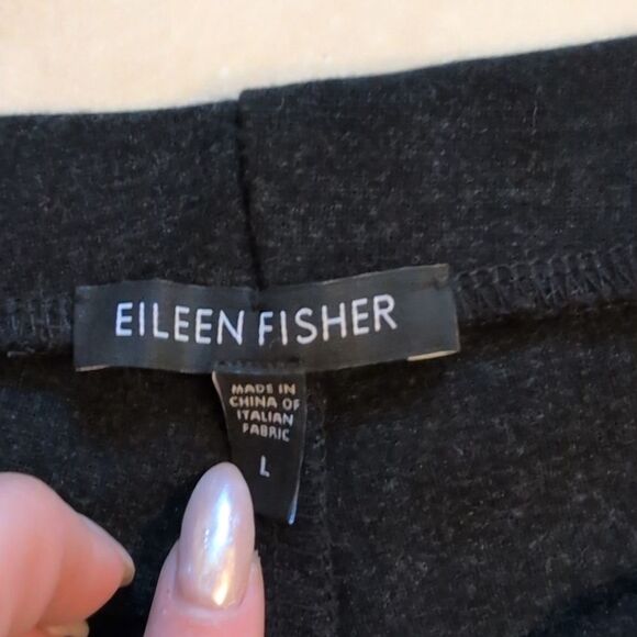 Eileen Fisher Melange Viscose Ponte Pant Charcoal dark grey black size L - Picture 3 of 8